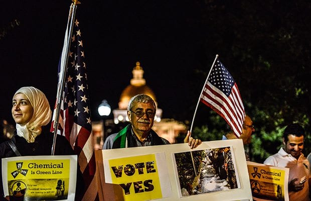 Boston Protesters speak out against U.S. military action in Syria