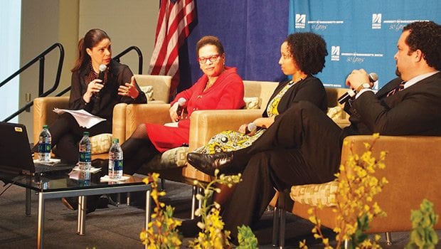 Soledad O’Brien trains lense on police abuse, leads panel discussion at UMass Boston