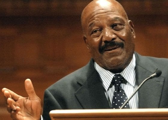 Jim Brown shares lessons with college athletes