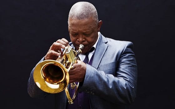 Hugh Masekela melds S. Africa, jazz in cathartic Hub show