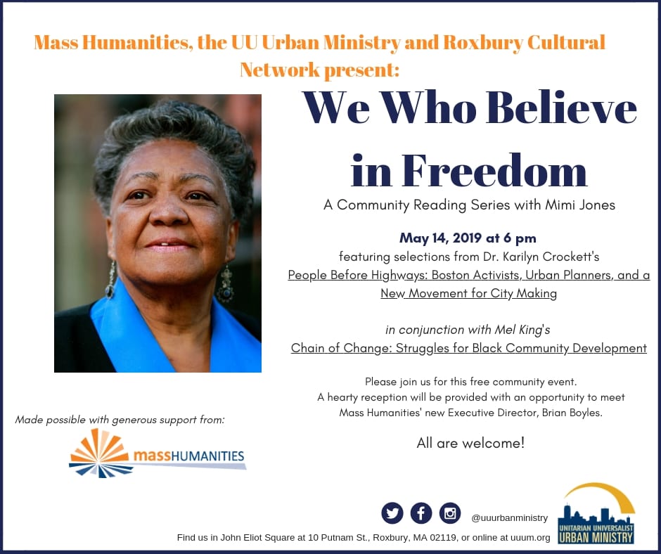 We Who Believe in Freedom: A Community Reading Event with Mimi Jones