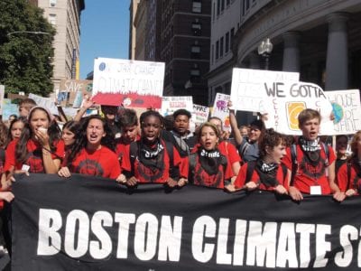 Teens take over City Hall Plaza in Boston Climate Strike