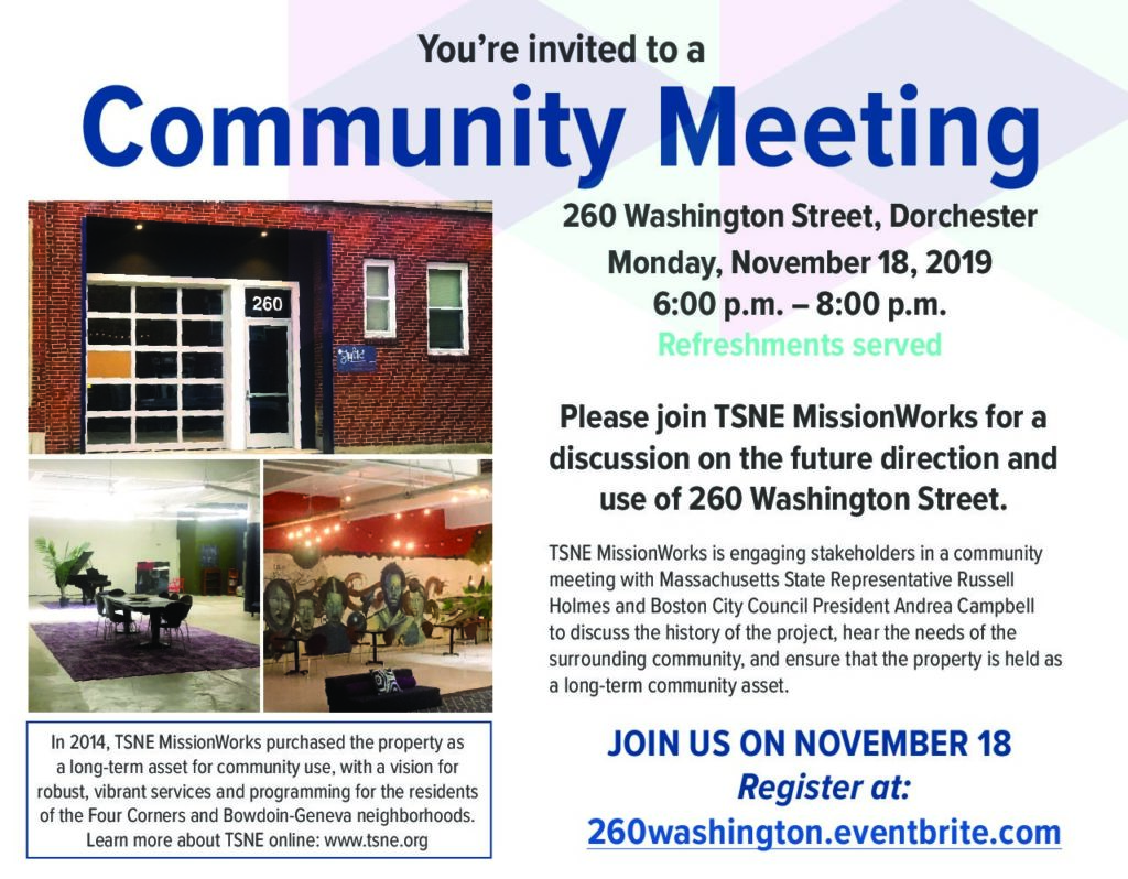 TSNE MissionWorks: 260 Washington St. Community Meeting