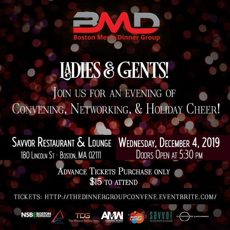 Ladies & Gents! Holiday Mixer 2019 at Savvor by Boston Men’s Dinner Group