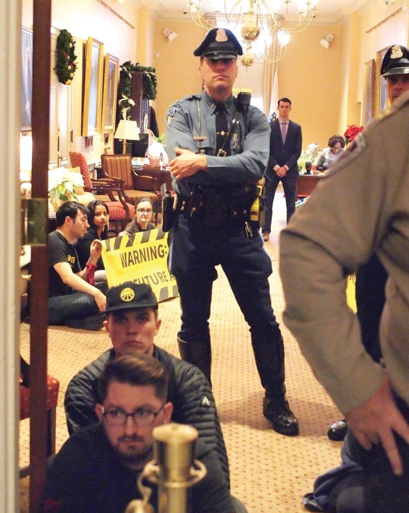 Students flood State House during climate strike