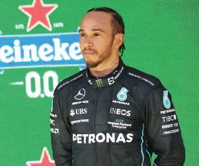 Black Formula One star Lewis Hamilton ties for F1 most wins