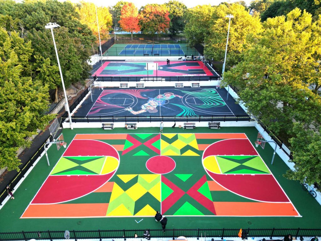 New murals adorn basketball courts at Malcolm X Park – The Bay State Banner