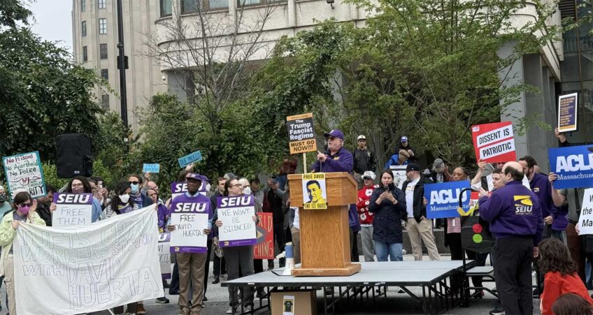 Hundreds in Boston protest ICE raids in Los Angeles and arrest of union leader